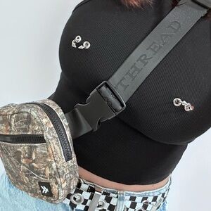 Black nipple pierced crop top